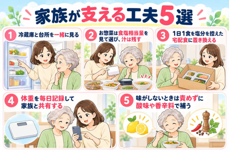 一人暮らしの親の減塩と体調管理を家族が支える工夫5選