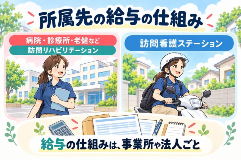 訪問リハの所属先と事業所や法人ごとの給与の仕組み