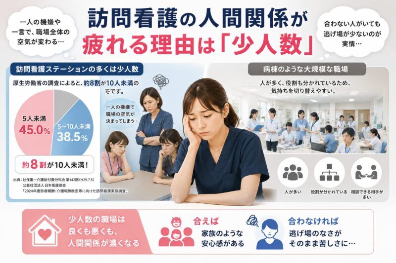 訪問看護の人間関係が疲れる理由は「少人数」