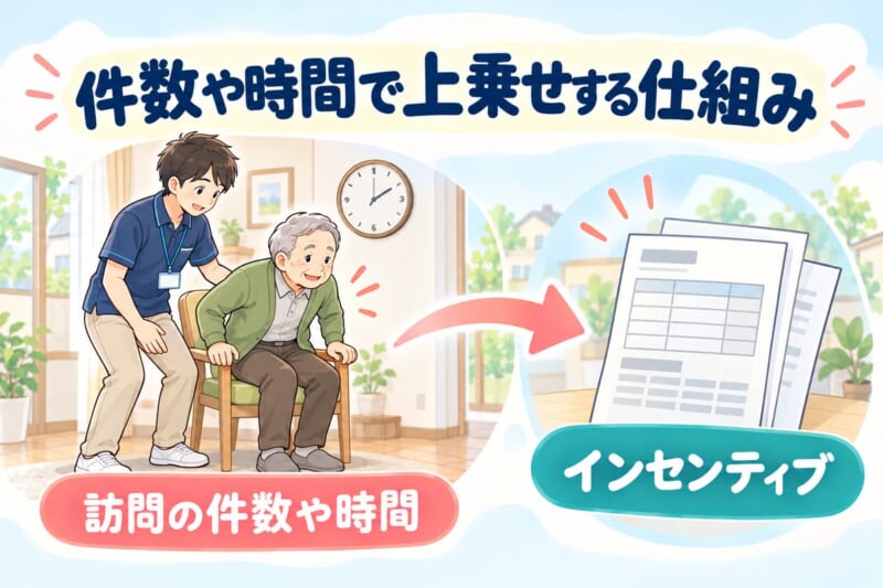訪問件数や時間に応じてインセンティブが付く仕組み