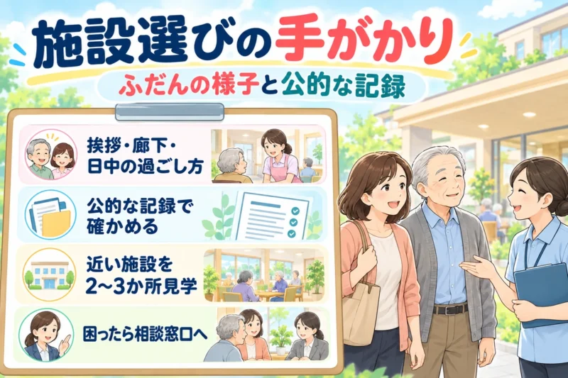 まとめ 評判の悪い介護施設を見分ける手がかりは、ふだんの様子と公的な記録