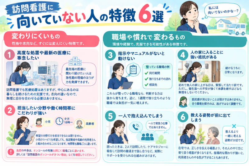 訪問看護に向いていない人の特徴6選