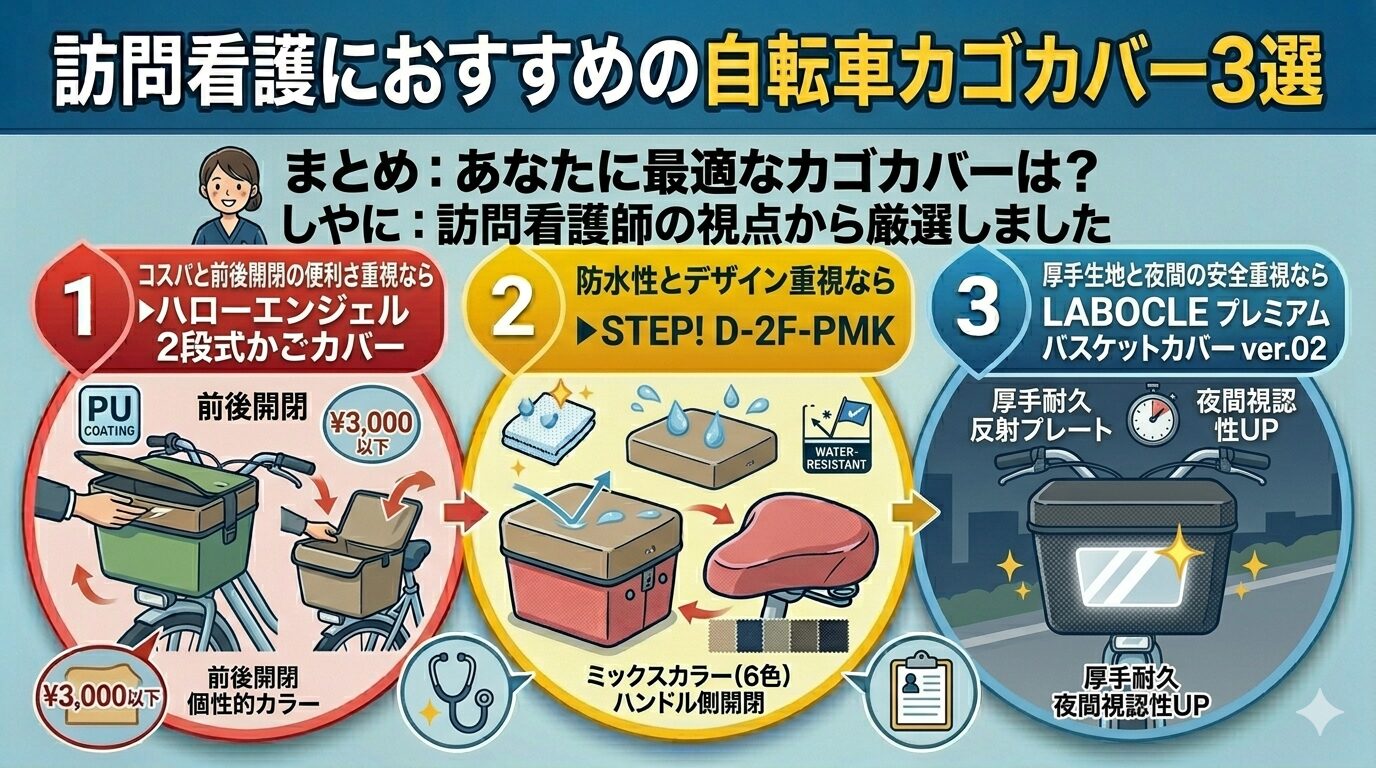 訪問看護におすすめの自転車カゴカバー まとめ
