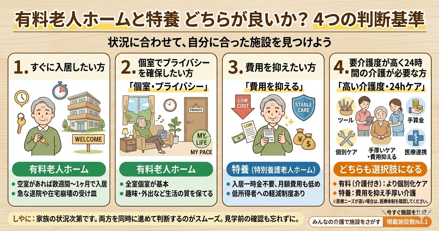 有料老人ホームと特養の判断基準