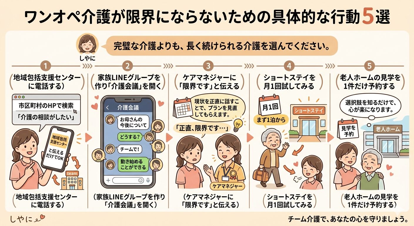 ワンオペ介護が限界にならないための具体的な行動 5選