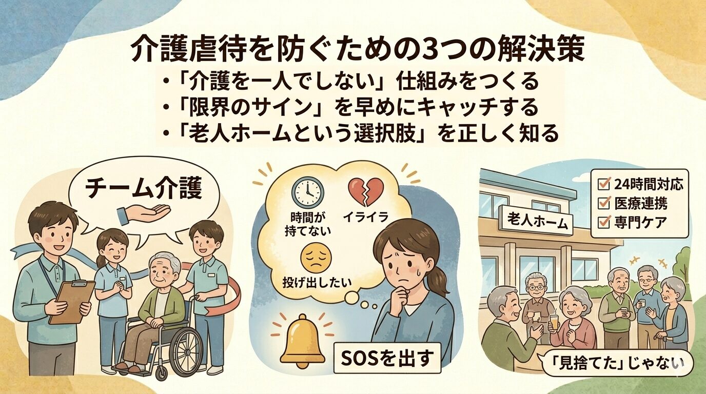 介護虐待を防ぐための3つの解決策