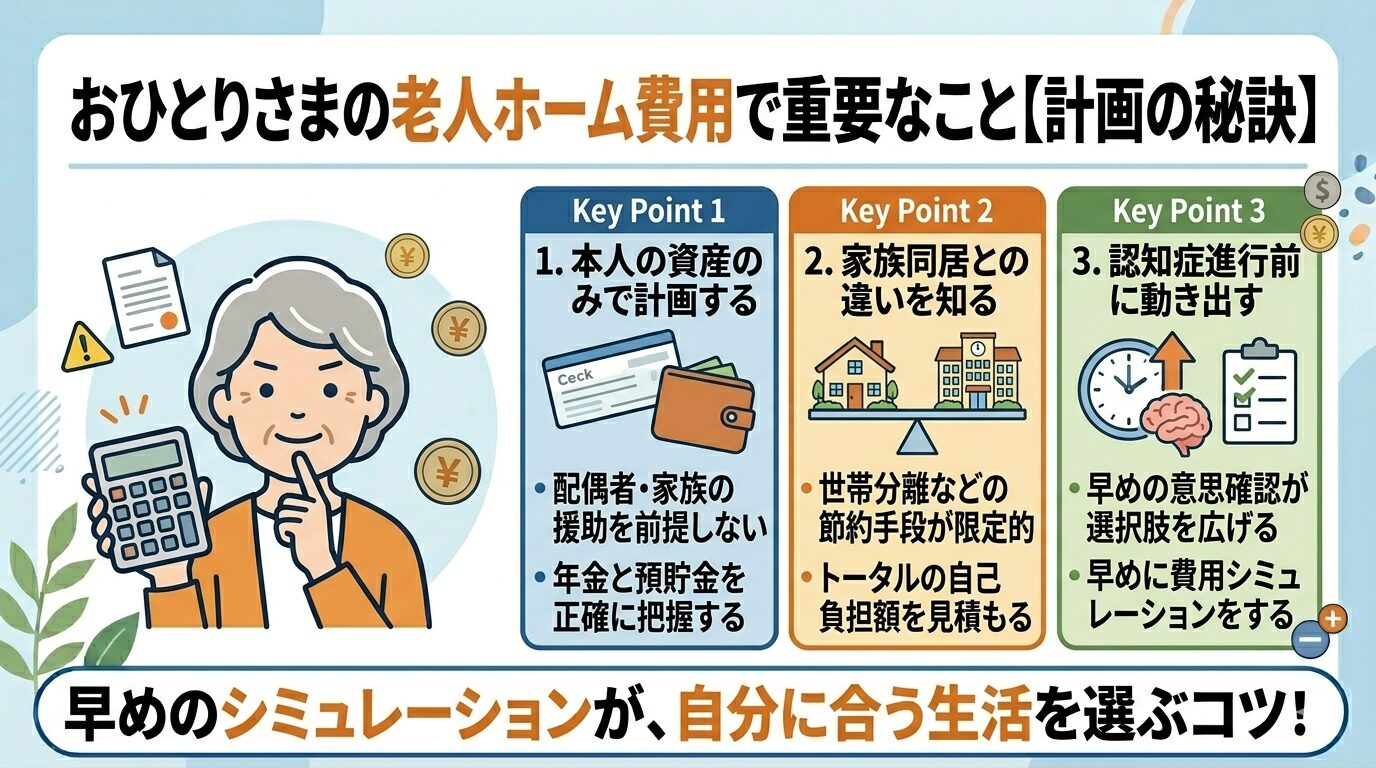 おひとりさまの老人ホーム費用で重要なこと