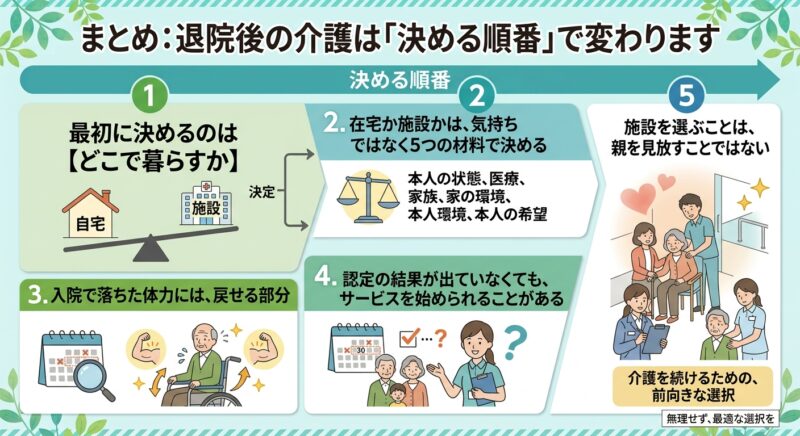 まとめ 退院後の介護は決める順番で変わります