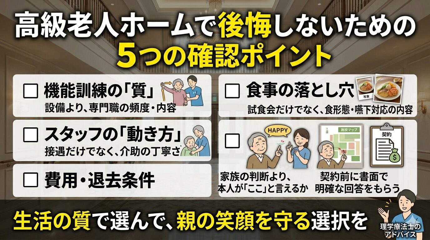 高級老人ホーム選びに失敗しない5つの確認ポイント
