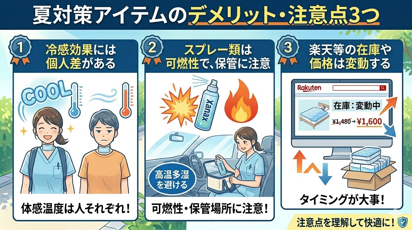夏対策アイテムのデメリット・注意点3つ