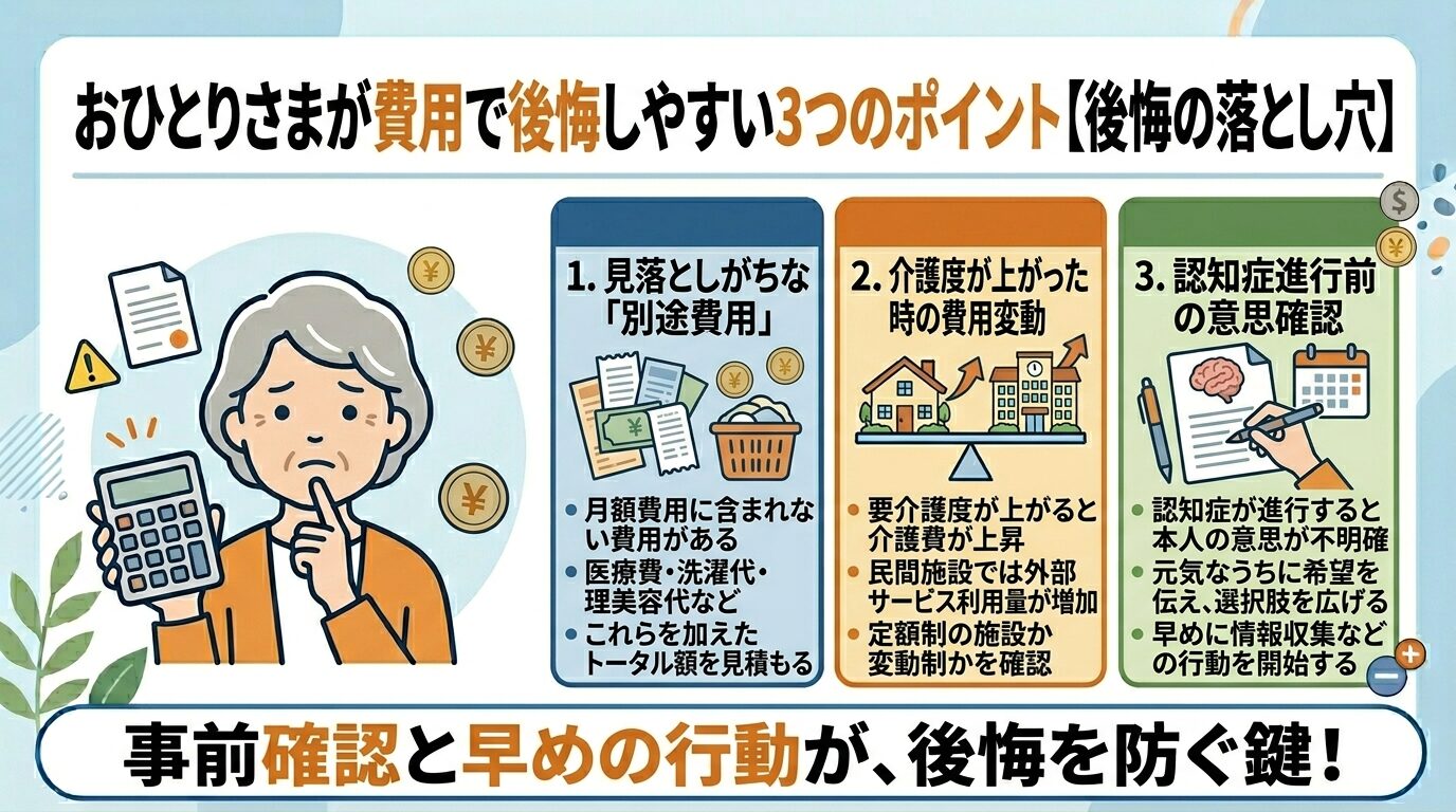 おひとりさまが費用で後悔するポイント