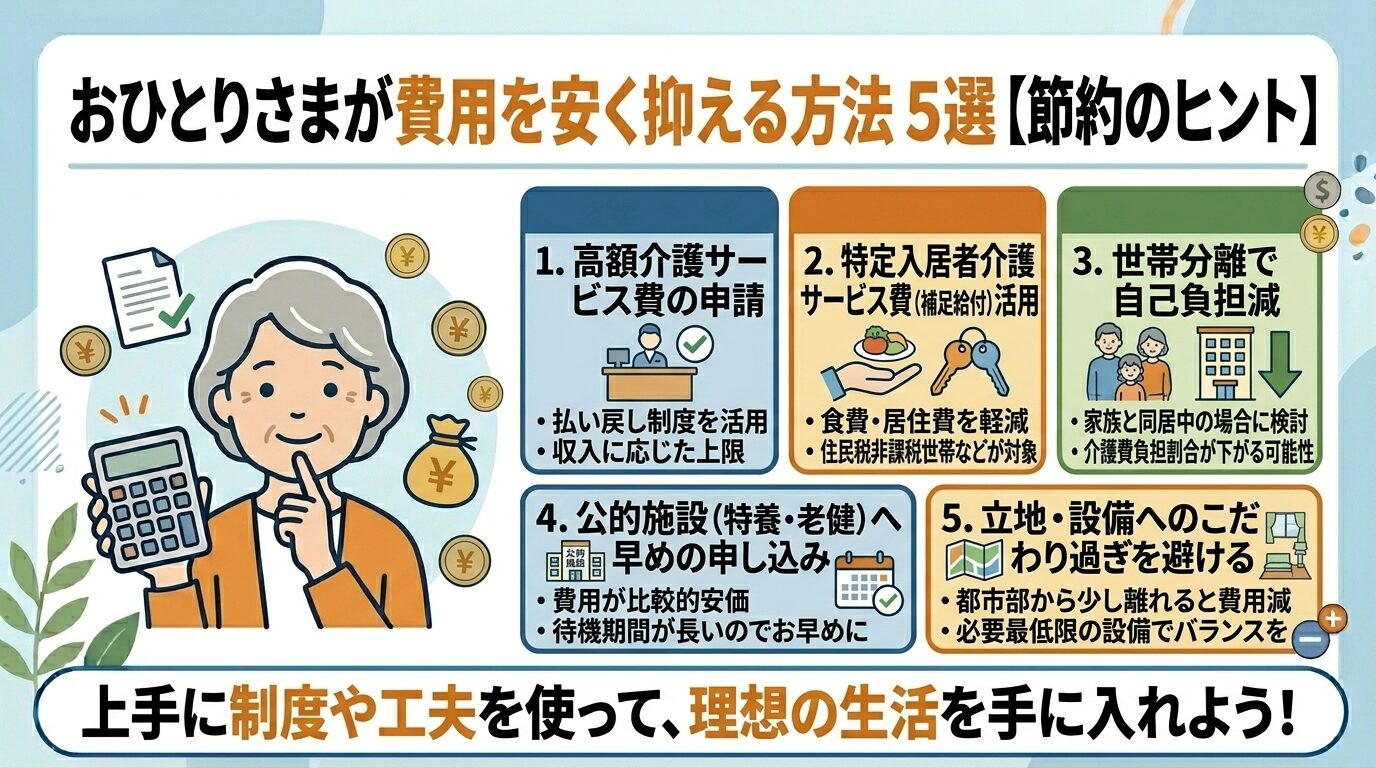 おひとりさまが費用を安く抑える方法