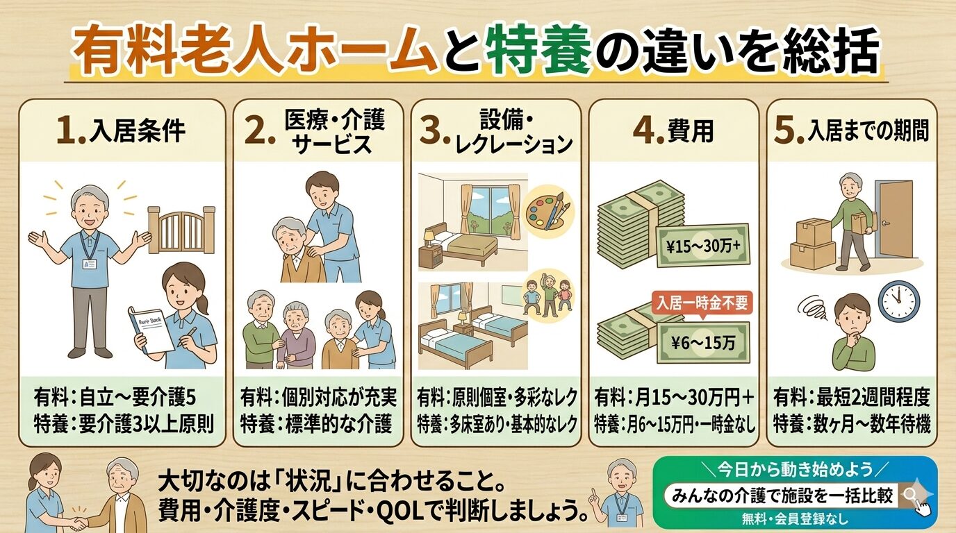 有料老人ホームと特養のまとめ