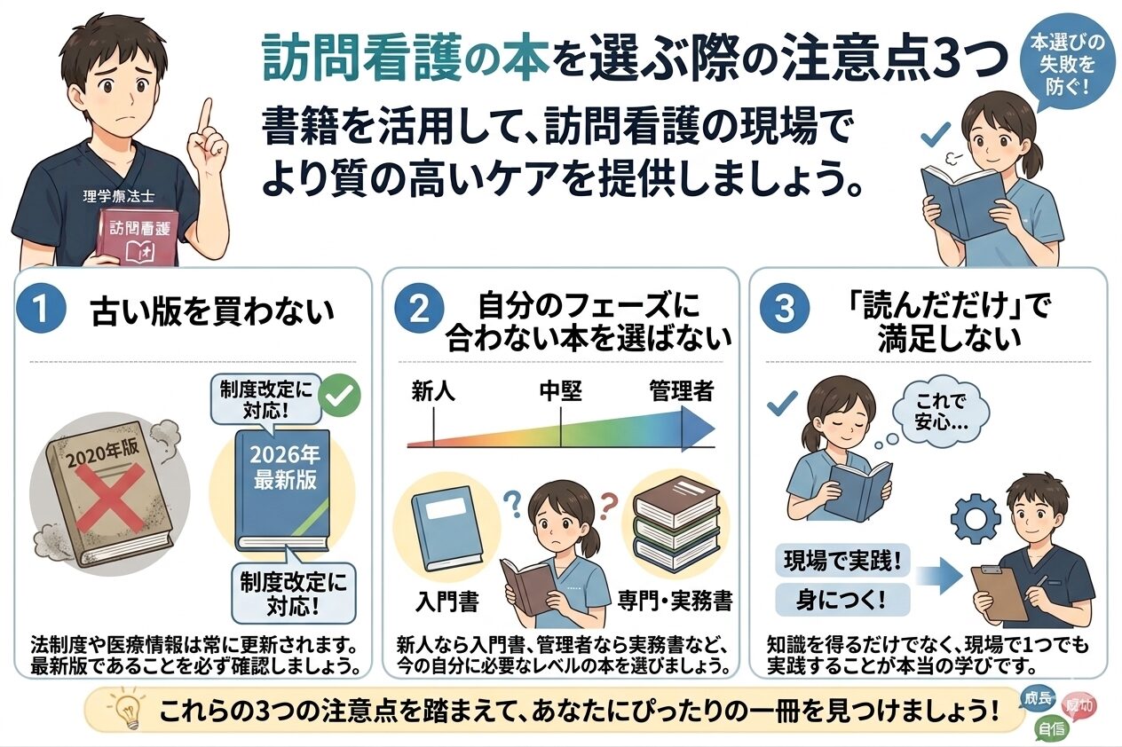 訪問看護の本を選ぶ際の注意点3つ