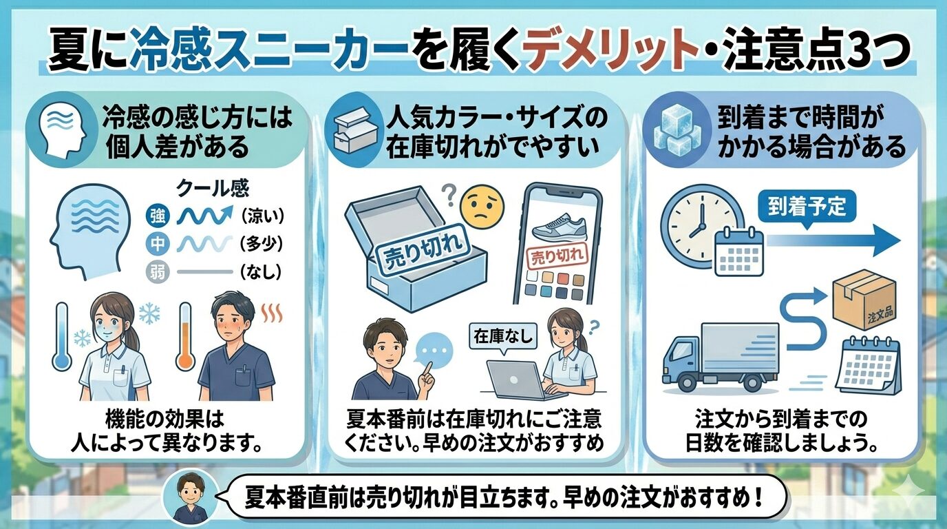 夏に冷感スニーカーを履くデメリット・注意点3つ