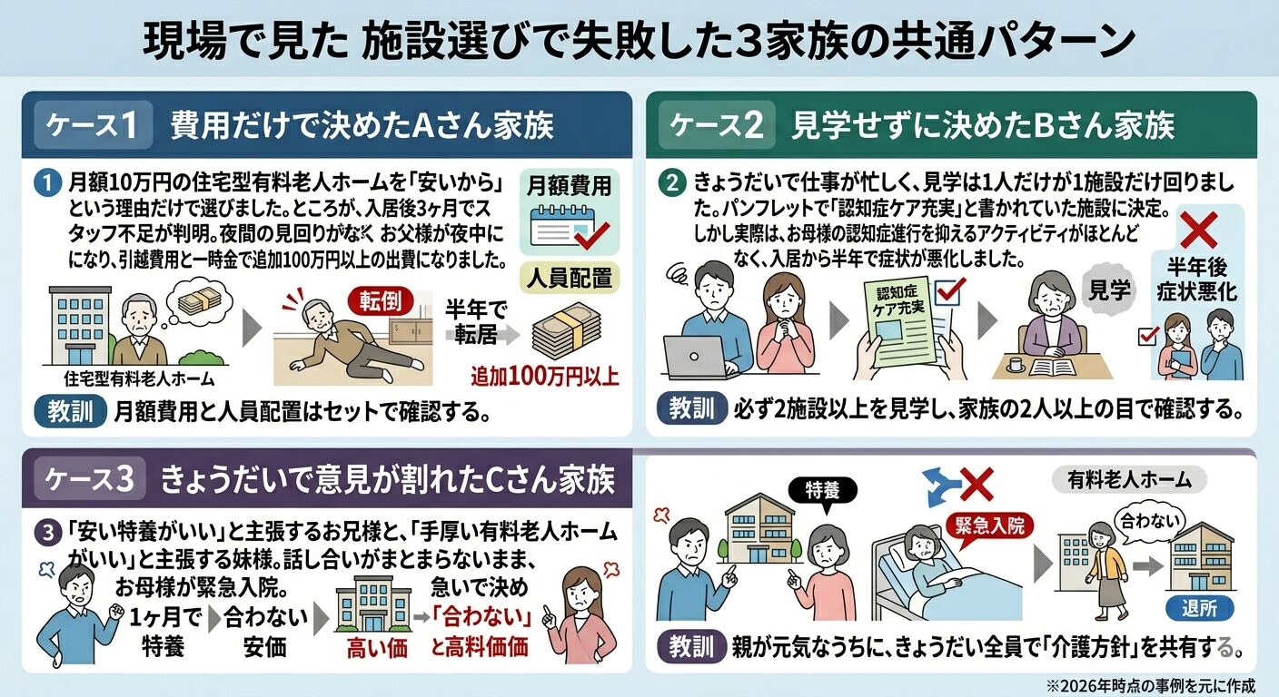 現場で見た 施設選びで失敗した3家族の共通パターン