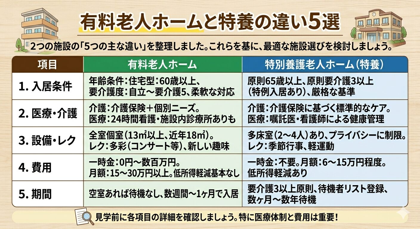 有料老人ホームと特養の違い