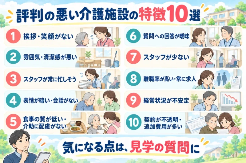 評判の悪い介護施設の特徴10選