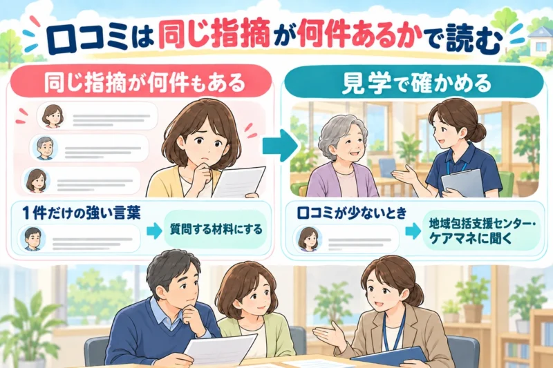 評判の悪い介護施設の口コミは、同じ指摘が何件あるかで読む