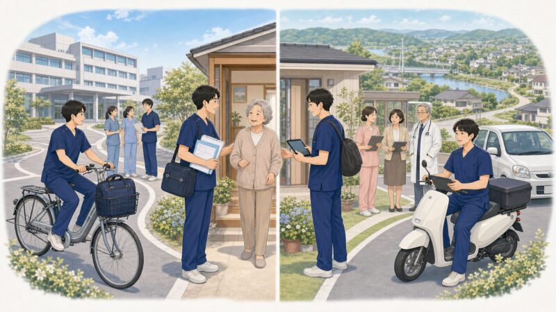 訪問リハビリと訪問看護は、同じ「訪問」でも関わり方が違います
