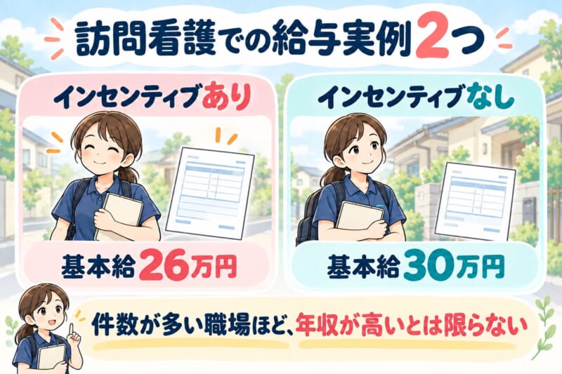 訪問看護で働いた理学療法士の基本給とインセンティブの有無を比較