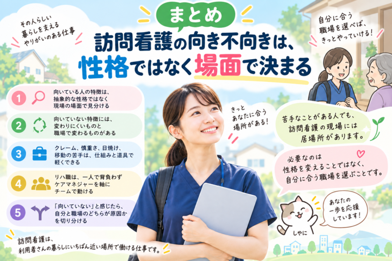 まとめ 訪問看護の向き不向きは、性格ではなく場面で決まる